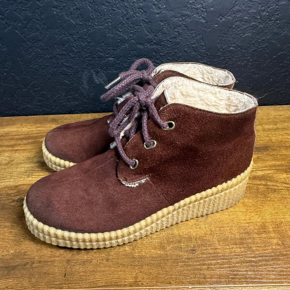 Dunham Skipades 5240 Brown Suede Shearling Lined Ankle Boots Womens 6‎